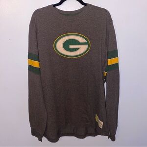 Majestic Men's Gray Green Bay Packers Patch Logo Long Sleeve T-Shirt XL